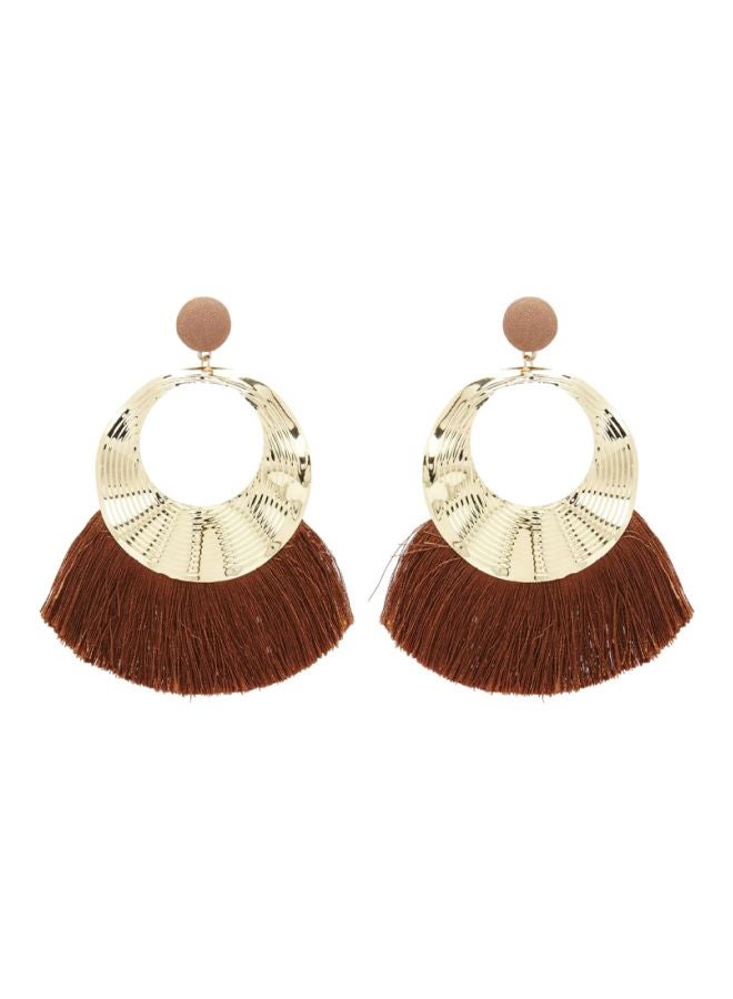 YUEJIN Exquisite Round Design Tassel Earrings - Image 1