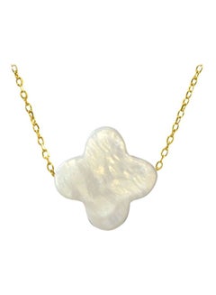 10K Gold Flower Design Mother Of Pearl Pendant Necklace