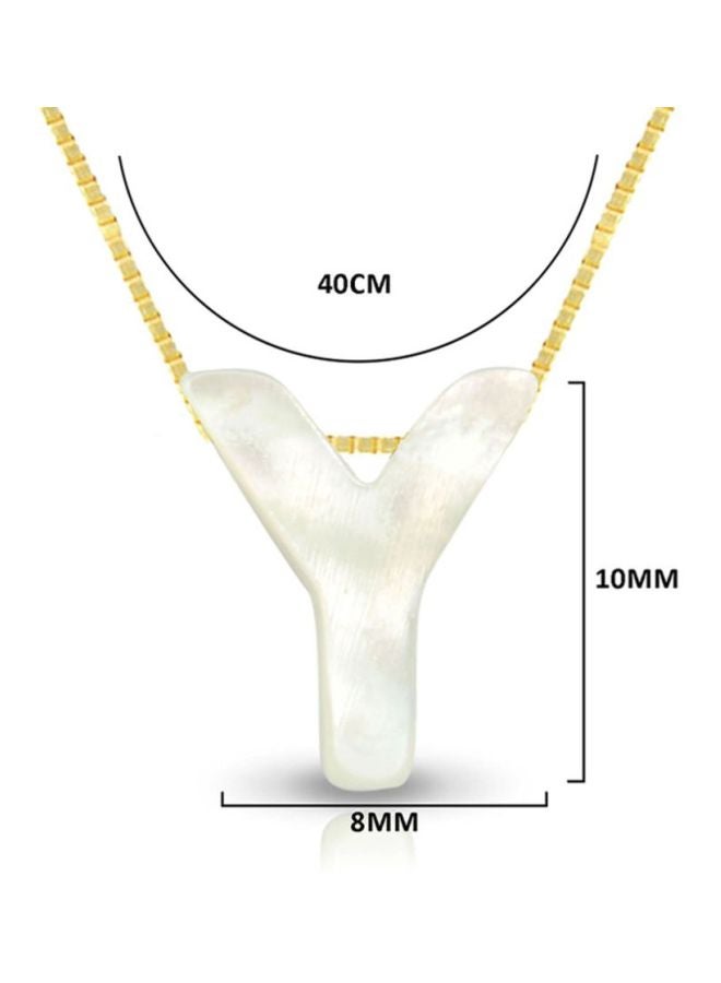Vera Perla - 18K Gold Y Letter Mother Of Pearl Pendant Necklace - Image 1
