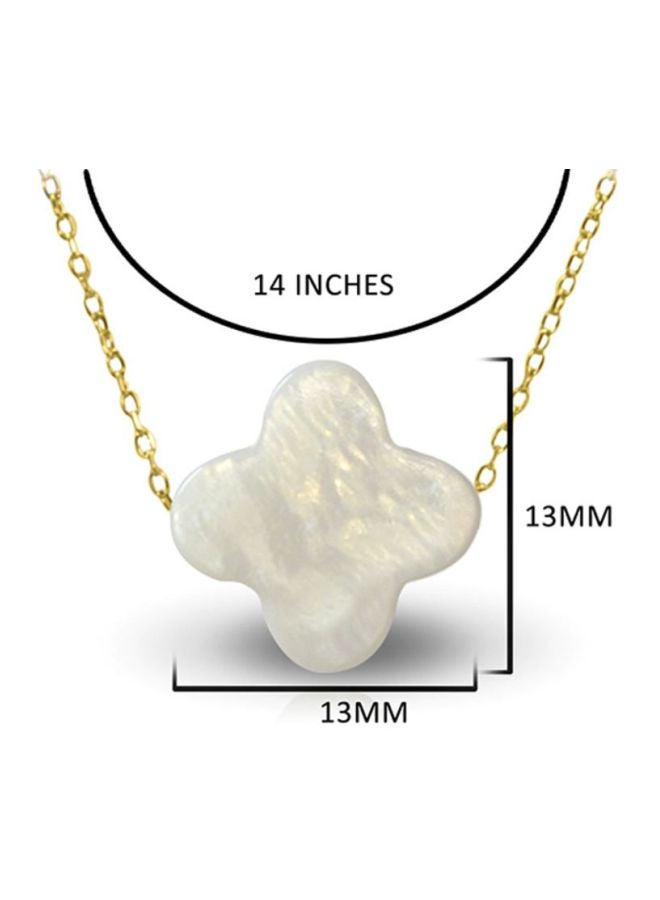 Vera Perla - 10K Gold Flower Design Mother Of Pearl Pendant Necklace - Image 1