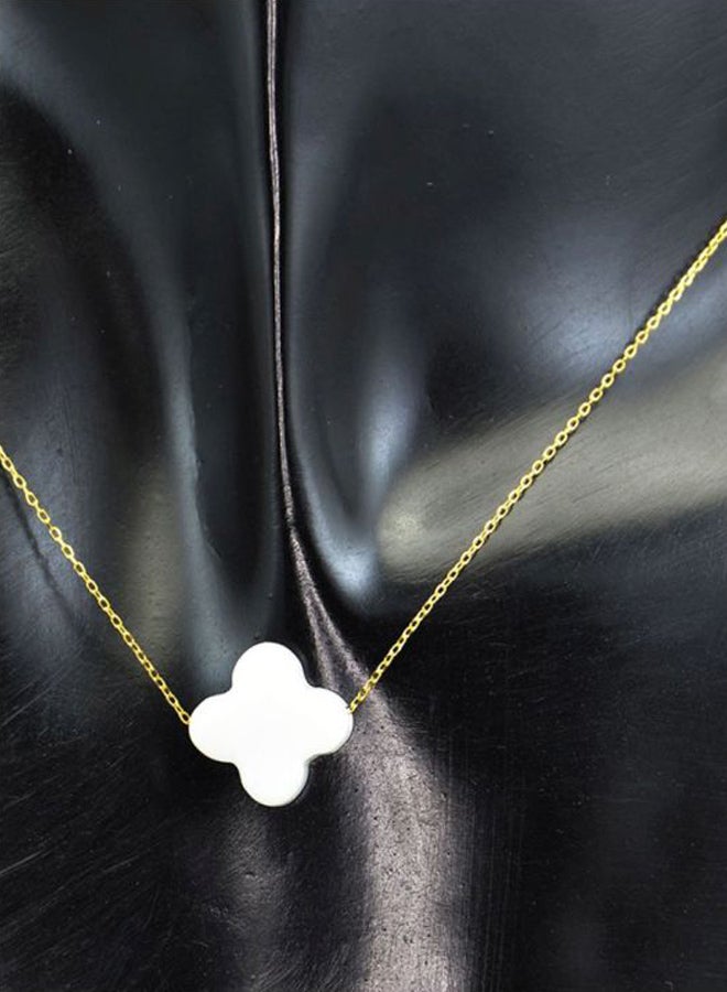 Vera Perla - 10K Gold Flower Design Mother Of Pearl Pendant Necklace - Image 1