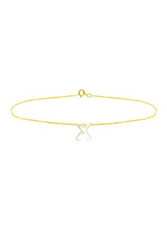 18K Gold X Letter Mother Of Pearl Chain Bracelet
