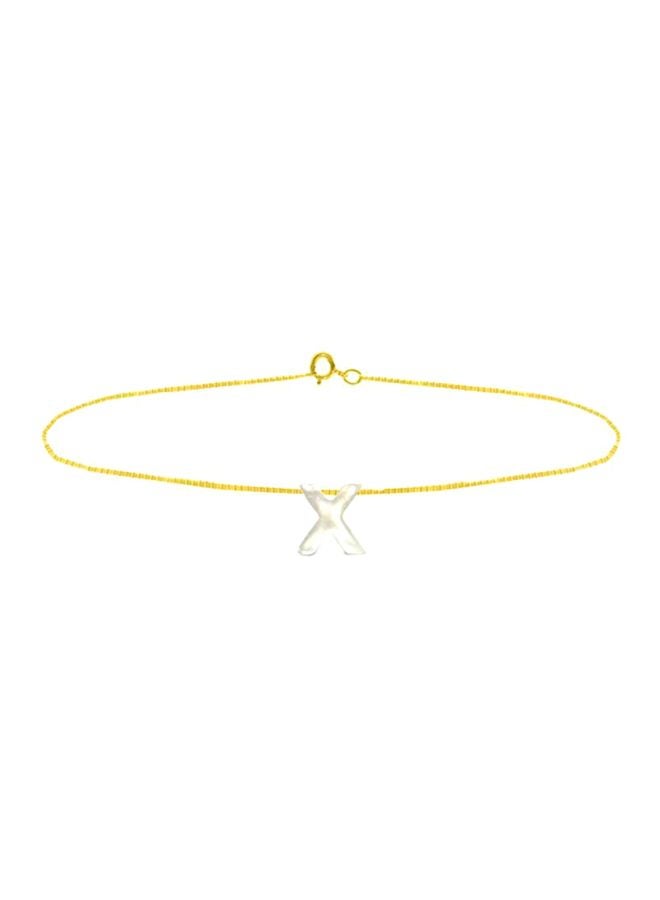 Vera Perla - 18K Gold X Letter Mother Of Pearl Chain Bracelet - Image 1