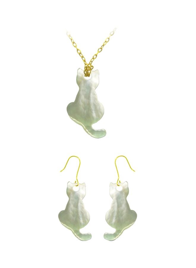 Vera Perla - 2-Piece 18 Karat Pearl Studded Jewellery Set - Image 1