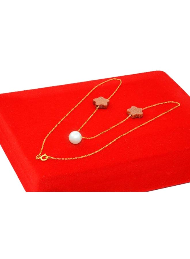 Vera Perla - 18 Karat Gold Sunstones And Pearl Star Chain Necklace - Image 1