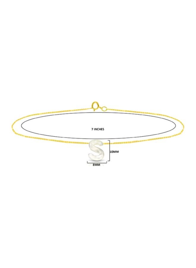Vera Perla - 18 Karat Gold S Letter Mother Of Pearl Bracelet - Image 1