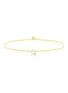 18 Karat Gold S Letter Mother Of Pearl Bracelet