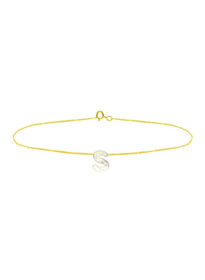 Vera Perla - 18 Karat Gold S Letter Mother Of Pearl Bracelet - Image 1