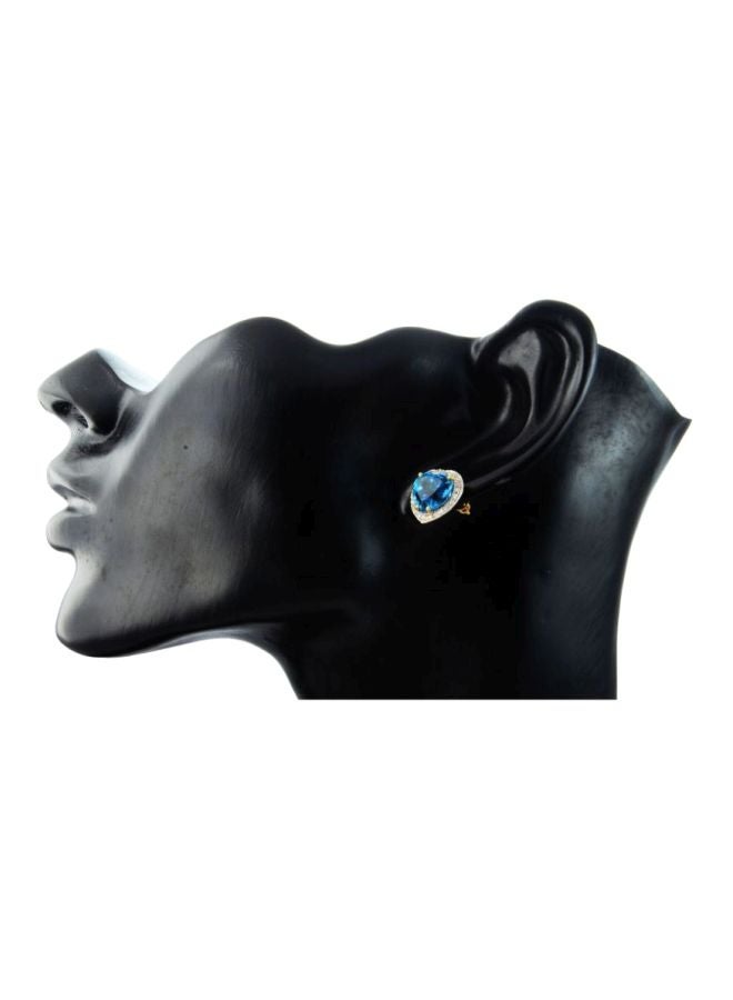 Vera Perla 18 Karat Gold 0.28Ct Diamond And Topaz Studded Earrings  - Image 3