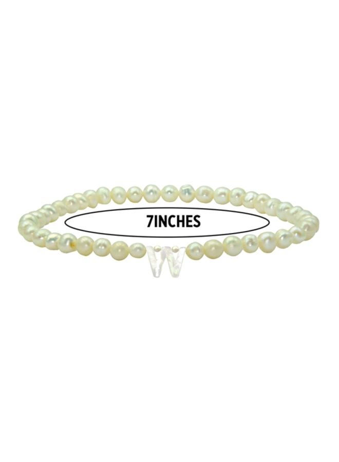 Vera Perla - Pearl Studded Letter W Bracelet - Image 1