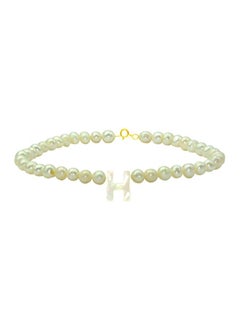 18 Karat Gold Pearl Studded Letter H Bracelet