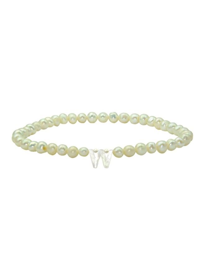 Vera Perla - Pearl Studded Letter W Bracelet - Image 1