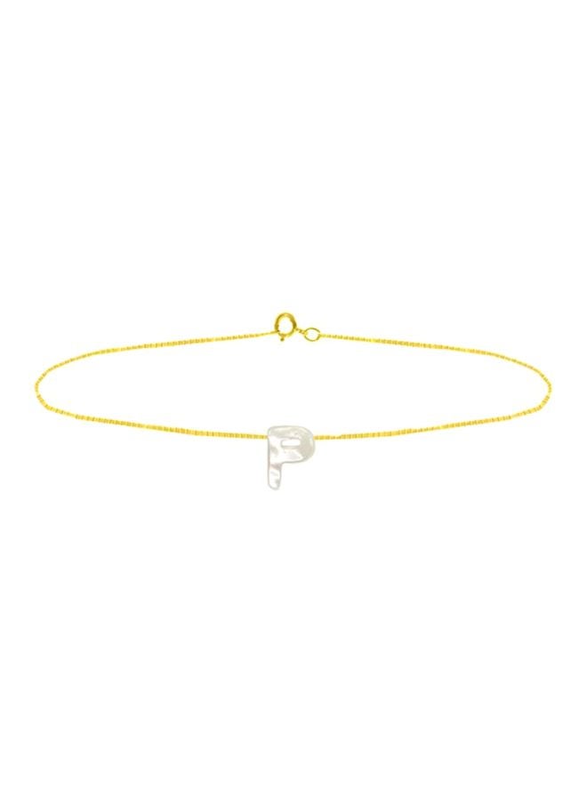 Vera Perla - 18 Karat Gold P Letter Mother Of Pearl Jewellery Set - Image 1