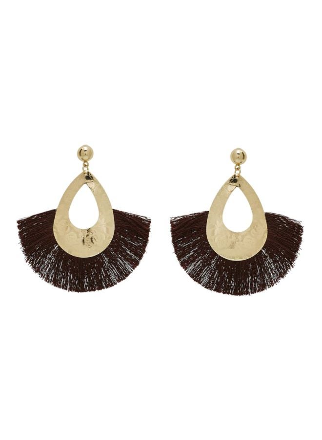 YUEJIN - Tear Drop Tassel Earrings - Image 1
