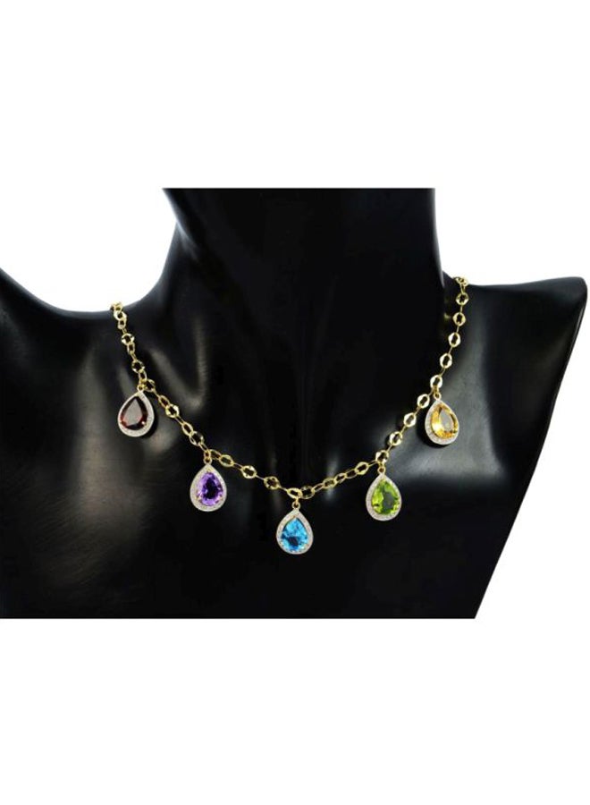 Vera Perla 18 Karat Gold Multi Gem Stone Studded Necklace  - Image 3