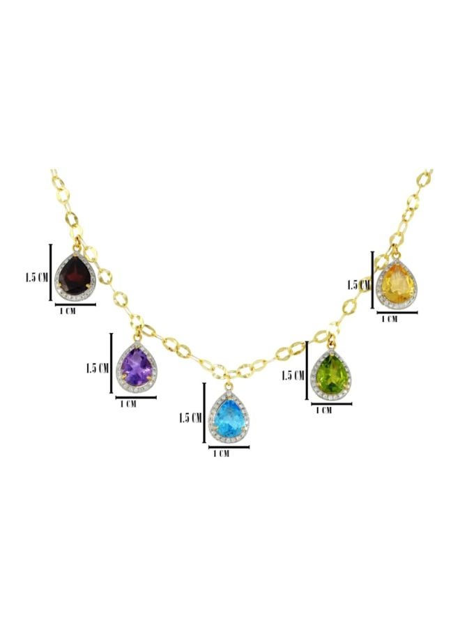 Vera Perla 18 Karat Gold Multi Gem Stone Studded Necklace  - Image 2