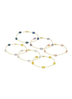 6-Piece 18 Karat Gold Pearl Studded Bracelet