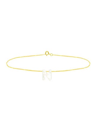 18 Karat Gold N Letter Mother Of Pearl Chain Bracelet - v1598258326/N15079615A_1