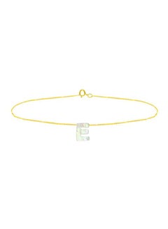 18 Karat Gold E Letter Mother Of Pearl Chain Bracelet