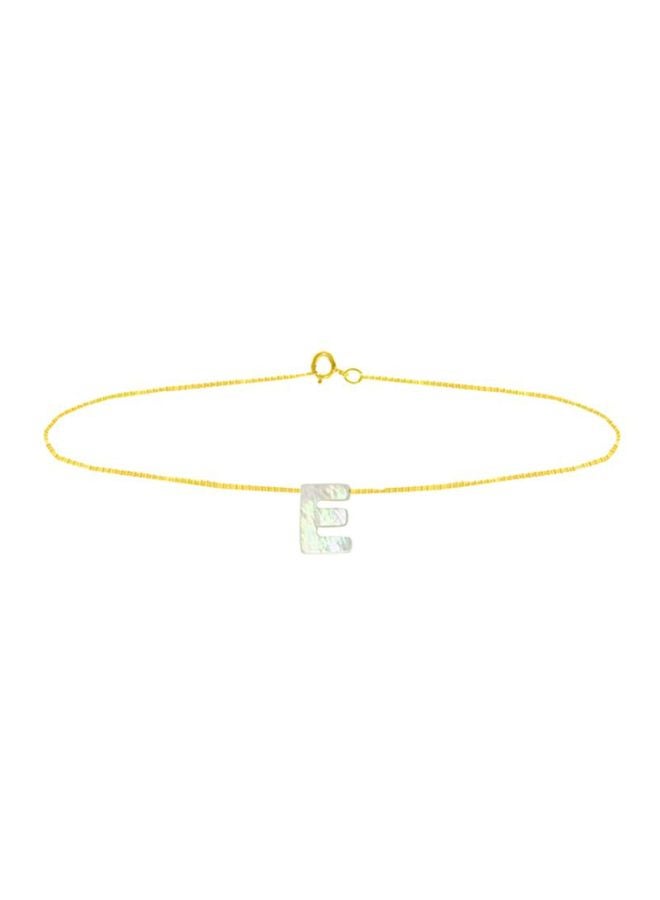 Vera Perla - 18 Karat Gold E Letter Mother Of Pearl Chain Bracelet - Image 1