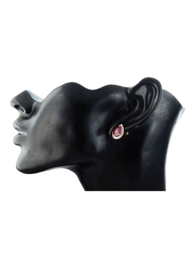 Vera Perla 18 Karat Gold Ruby And Diamond Studded Drop Earrings  - Image 3