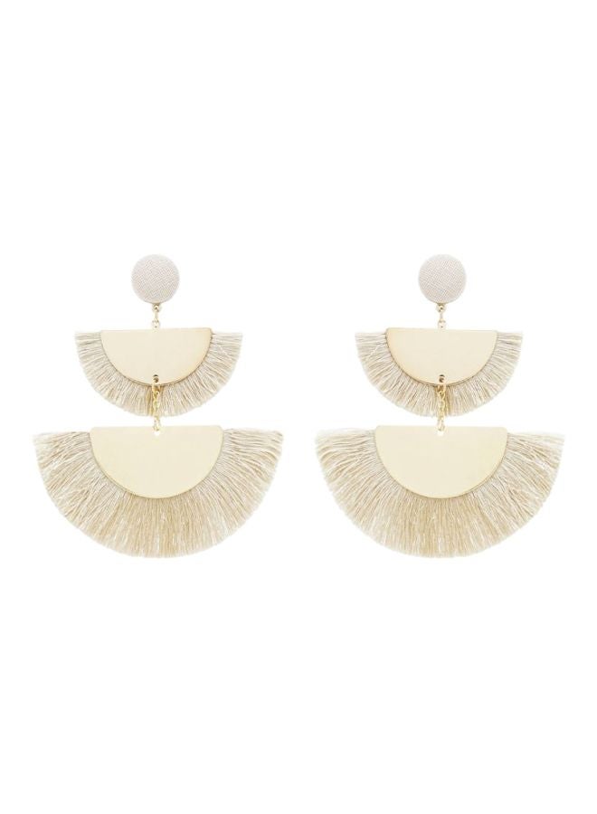 YUEJIN - Layered Semicircle Thread Tassel Earrings - Image 1