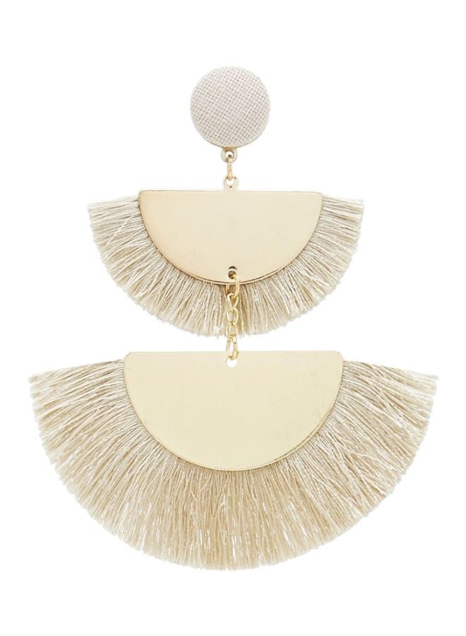 YUEJIN - Layered Semicircle Thread Tassel Earrings - Image 1