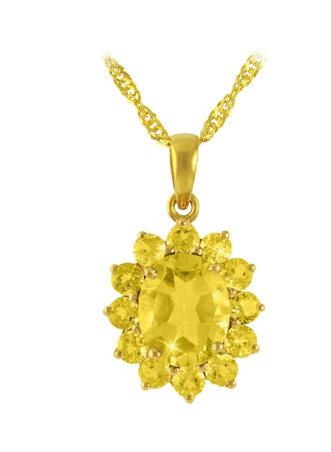 Vera Perla 18 Karat Gold Citrine Studded Pendant Necklace  - Image 1