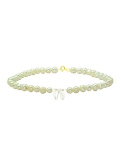18 Karat Gold Pearl Beaded Letter W Bracelet