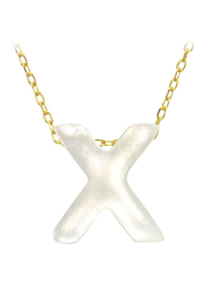 Vera Perla 18 Karat Gold X Letter Mother Of Pearl Pendant Necklace  - Image 1