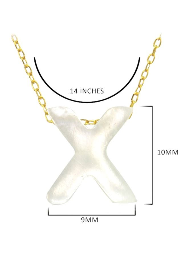 Vera Perla 18 Karat Gold X Letter Mother Of Pearl Pendant Necklace  - Image 2