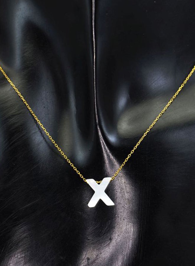 Vera Perla 18 Karat Gold X Letter Mother Of Pearl Pendant Necklace  - Image 3