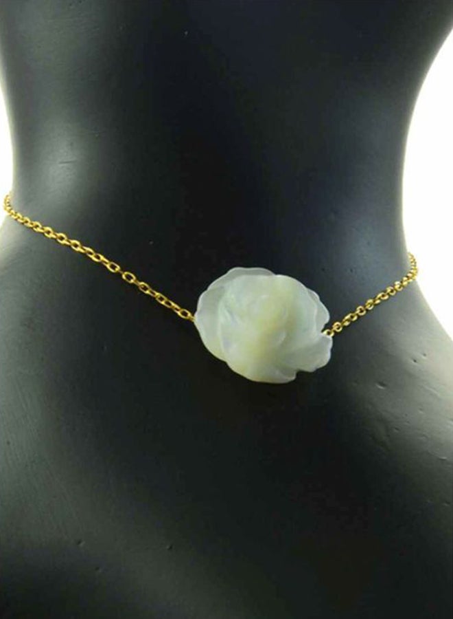 Vera Perla - 18 Karat Gold Rose Carved Mother Of Pearl Beaded Bracelet - Image 1