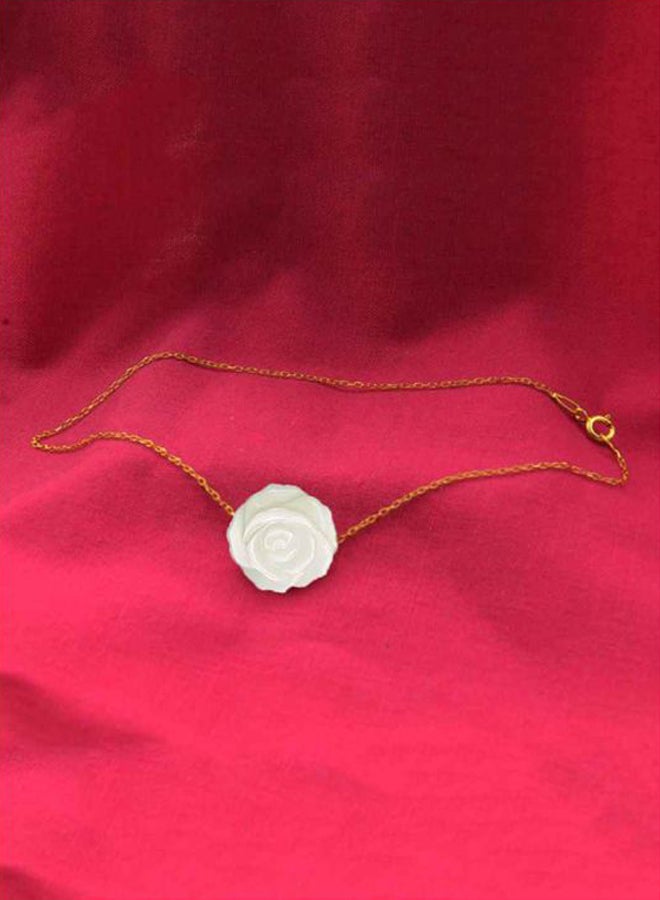 Vera Perla - 18 Karat Gold Rose Carved Mother Of Pearl Beaded Bracelet - Image 1