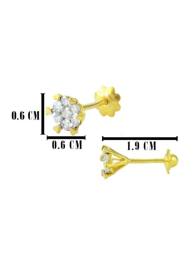 Vera Perla 18 Karat Gold Diamond Solitaire Studded Earrings  - Image 2