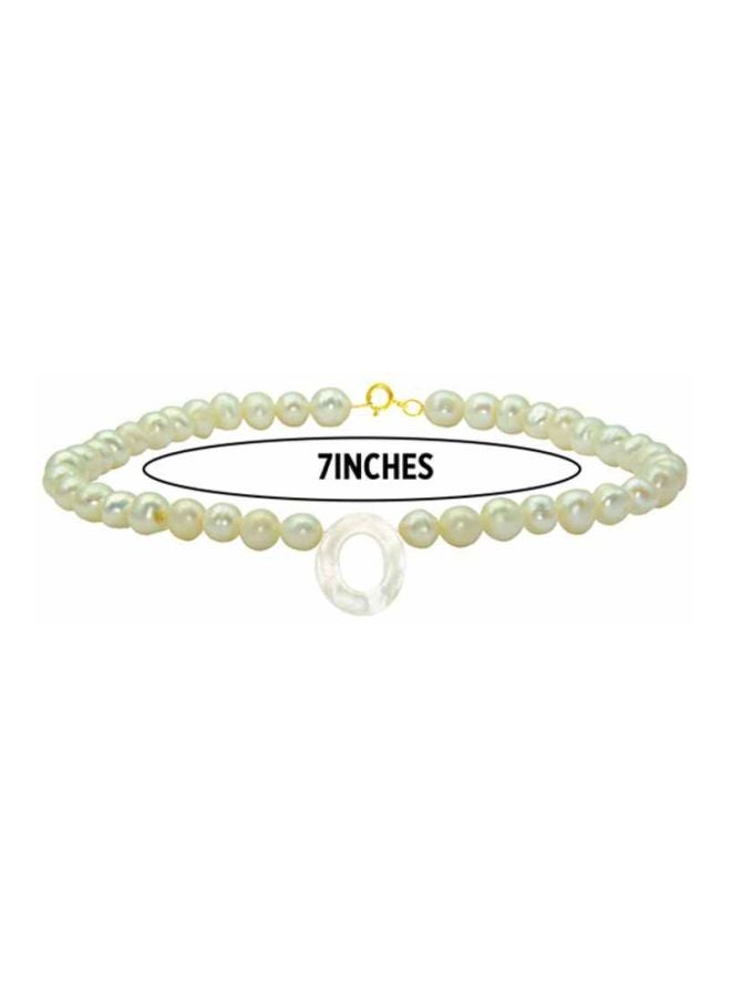 Vera Perla 18 Karat Gold With Pearls Letter O Bracelet - Image 2