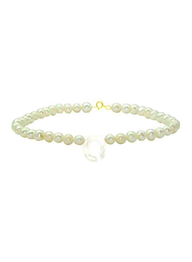 Vera Perla 18 Karat Gold With Pearls Letter O Bracelet - Image 1