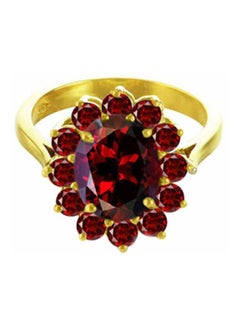18 Karat Gold Garnet Studded Ring