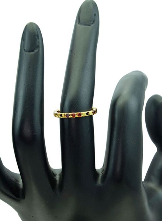 Vera Perla - 18 Karat Gold Garnet Studded Ring - Image 1