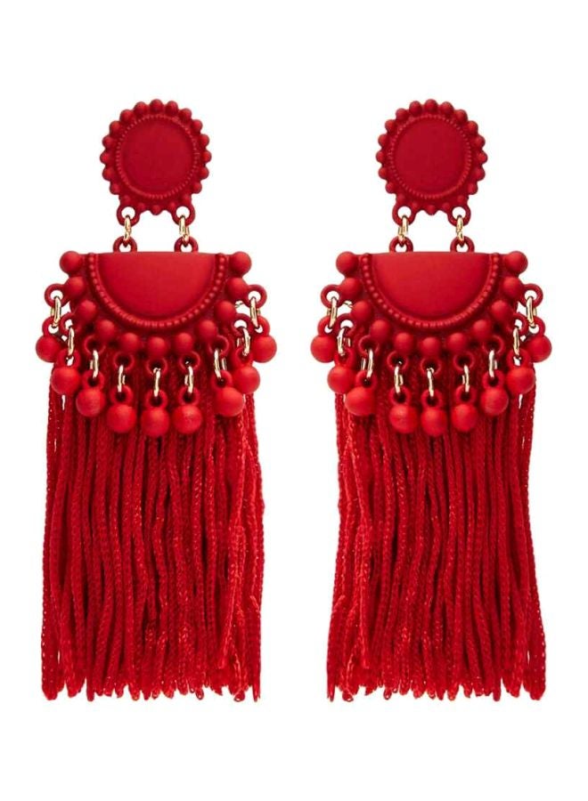 YUEJIN - Beads and Tassel Dangle Earrings - Image 1