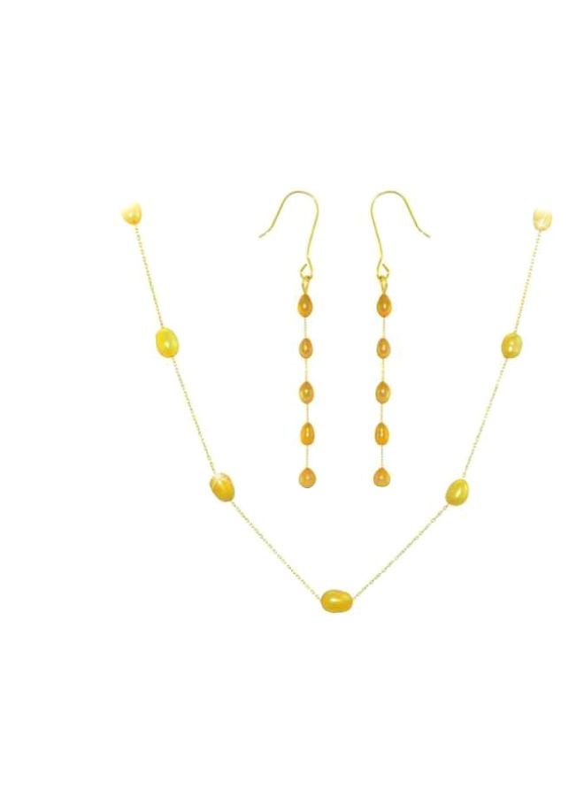 2-Piece 10 Karat Gold Pearls Jewelry Set