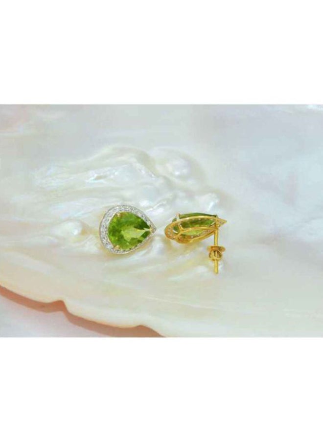 Vera Perla 18 Karat Gold Diamond Studded Earrings  - Image 3