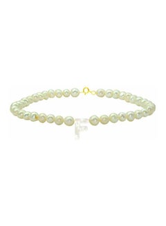 18 Karat Gold Pearl Beaded Letter F Bracelet