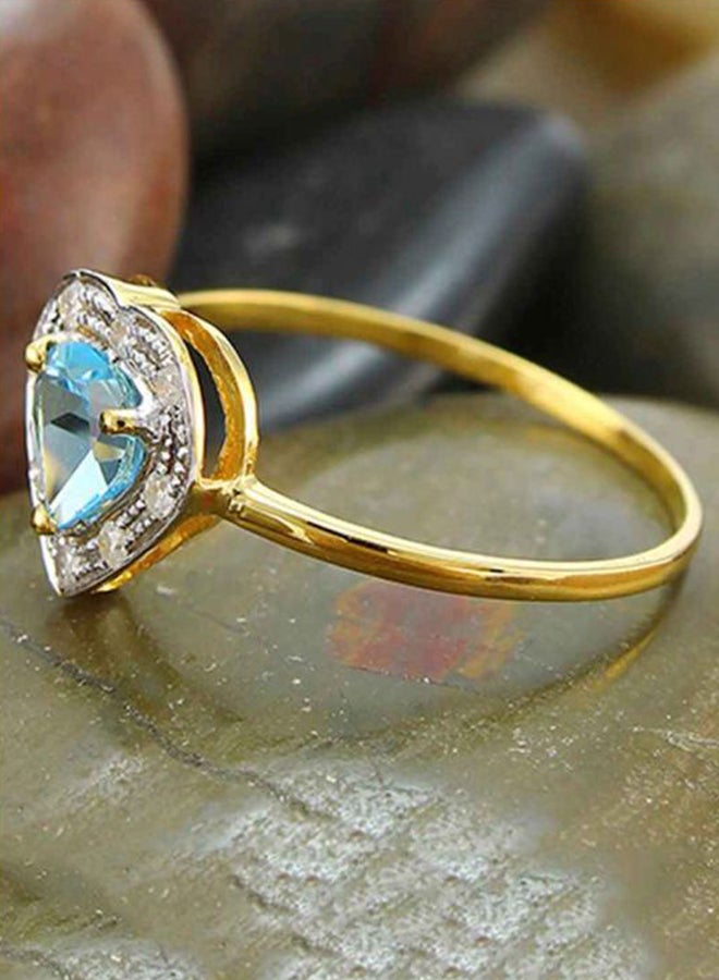 18 Karat Gold Diamonds And Topaz Studed Ring