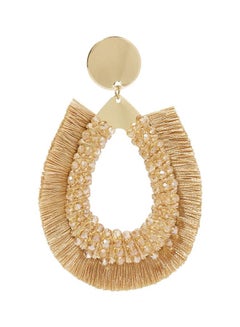 YUEJIN Beads Studded Tear Drop Tassel Earrings  - Image 2