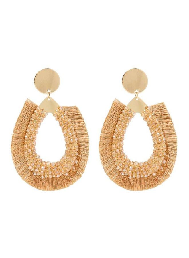 يويجين أقراط على شكل دمعة مرصعة بالخرز مزودة بشرابة - Image 1