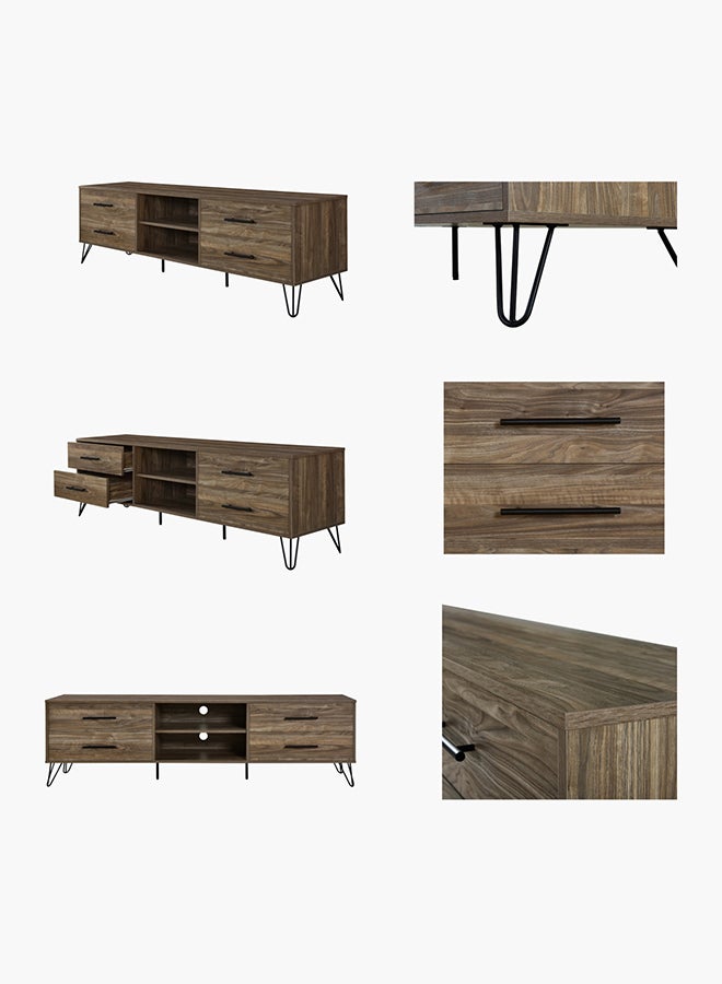 Miro Low 4-Drawer TV Unit for TVs up to 65 inches Brown 180x40x51.6cm