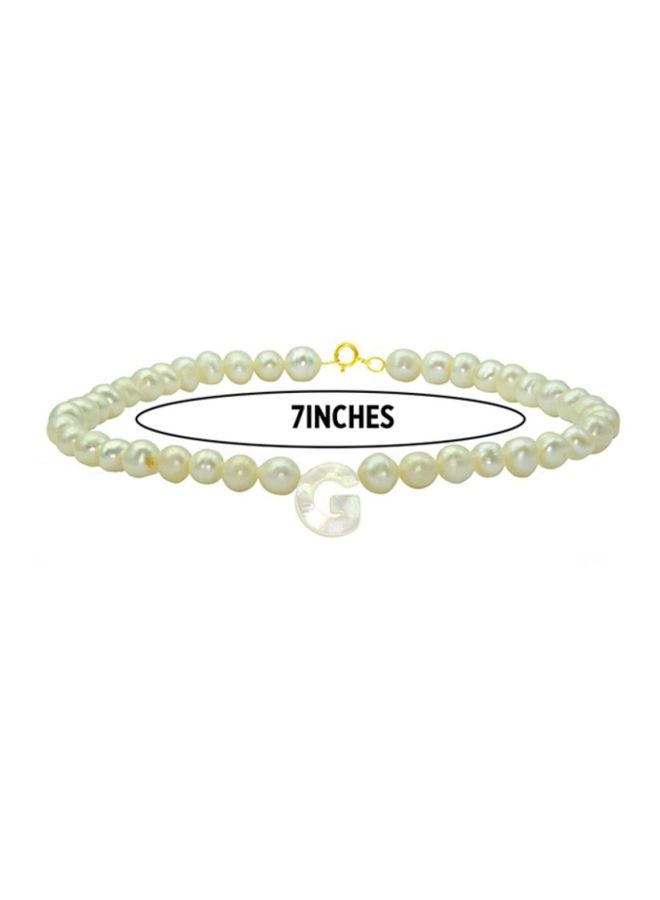 Vera Perla - 18 Karat Gold Pearls Strand Letter G Bracelet - Image 1
