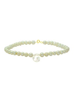 18 Karat Gold Pearls Strand Letter G Bracelet