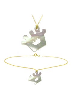 Vera Perla Set Of 2 18 Karat Gold Crown Mother Of Pearl Jewellery Set  - Image 1